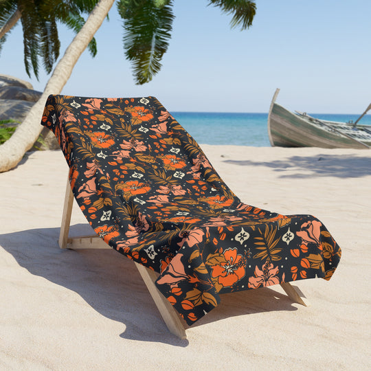 Retro Hibiscus Beach Towel