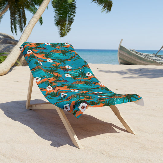 Turquoise Tropical Print Beach Towel