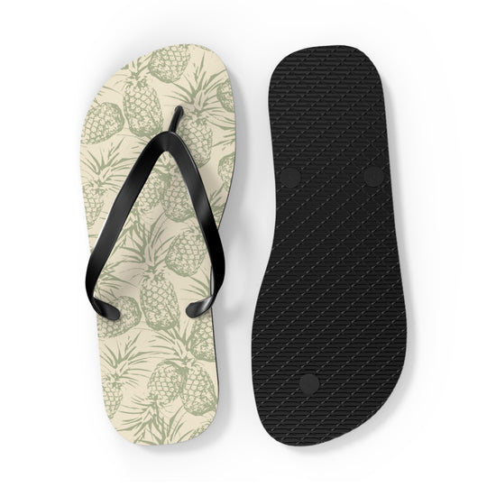 Subtle Pineapple Flip Flops