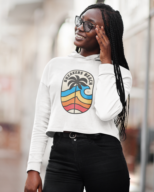 Rainbow Wave Women’s Lightweight Cropped Hoodie