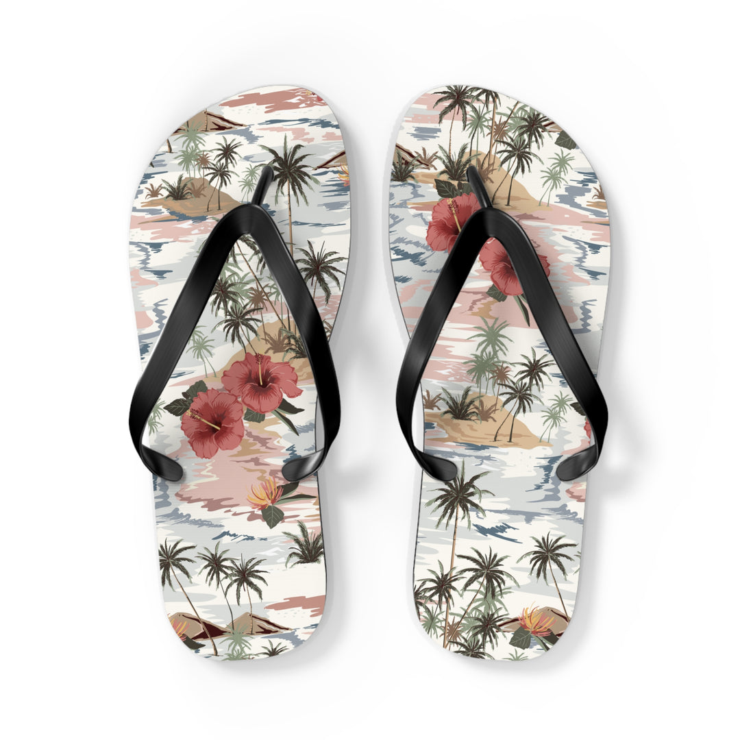 Tropical Print Flip Flops