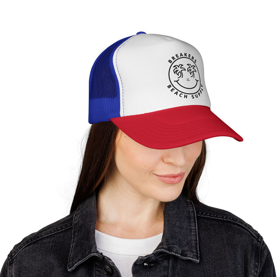 Breakers Beach Supply Trucker Cap – Smiley Palm Tree Mesh Hat