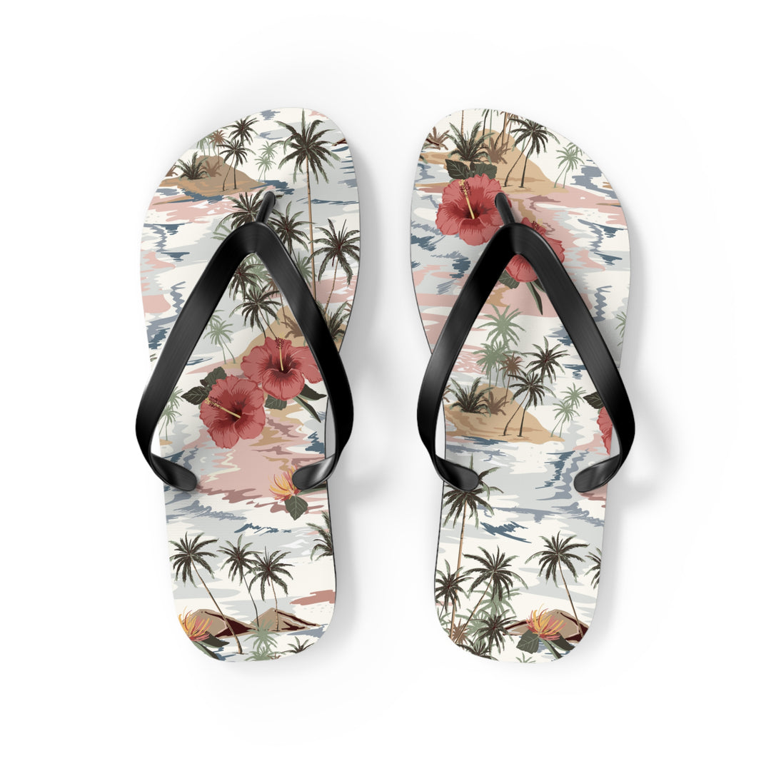 Tropical Print Flip Flops