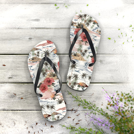 Tropical Print Flip Flops