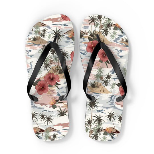 Tropical Print Flip Flops