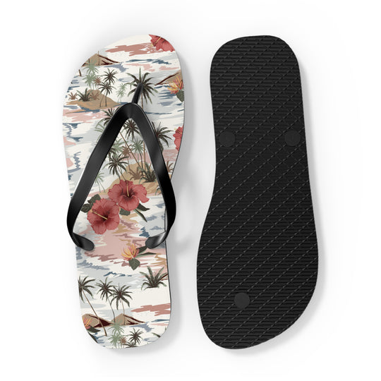 Tropical Print Flip Flops