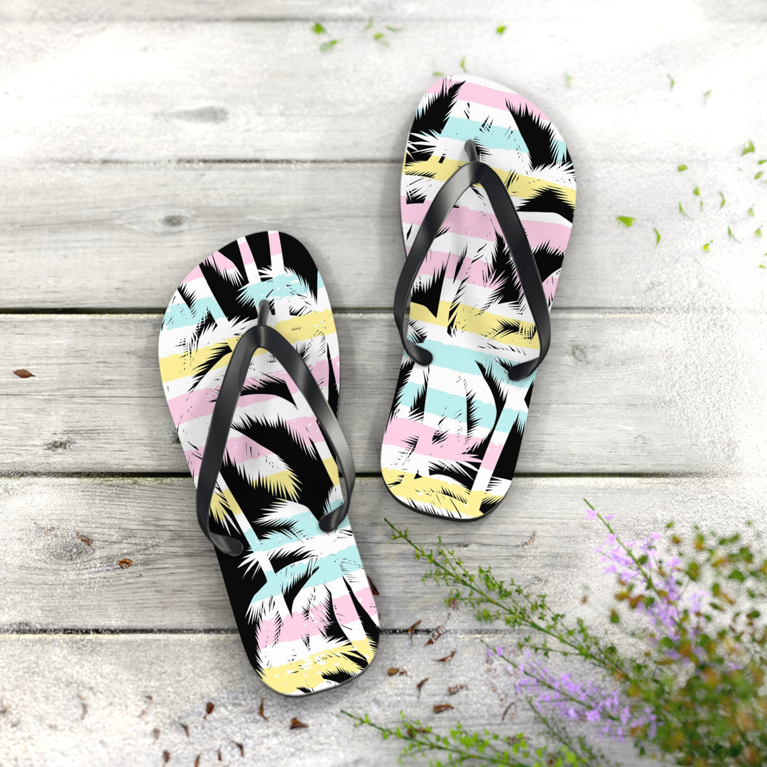 Striped Palms Flip Flops