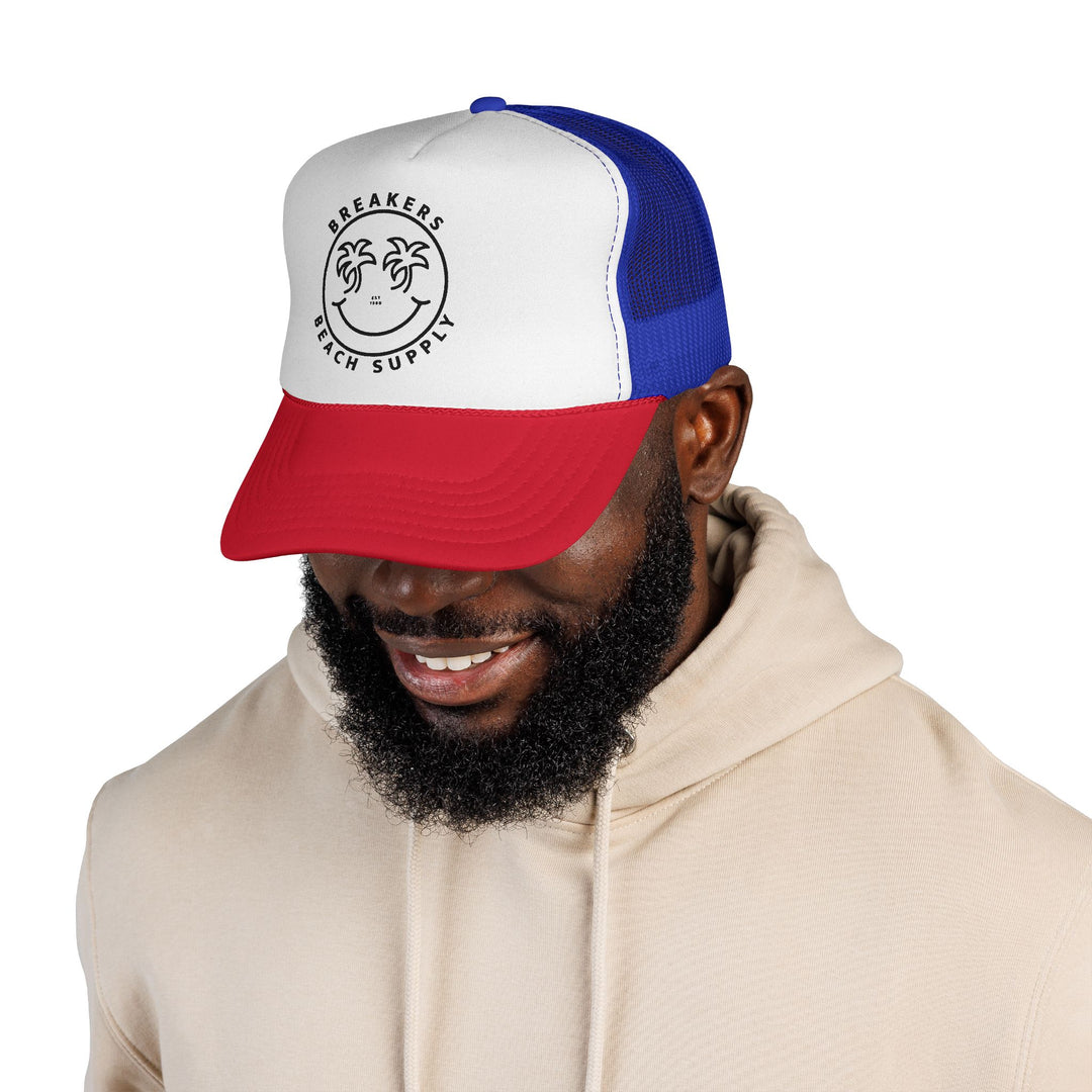 Breakers Beach Supply Trucker Cap – Smiley Palm Tree Mesh Hat