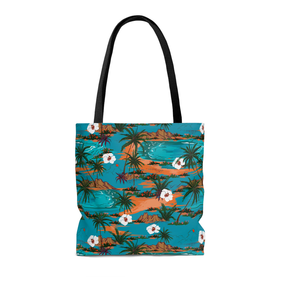 Turquoise Tropical Print Tote Bag