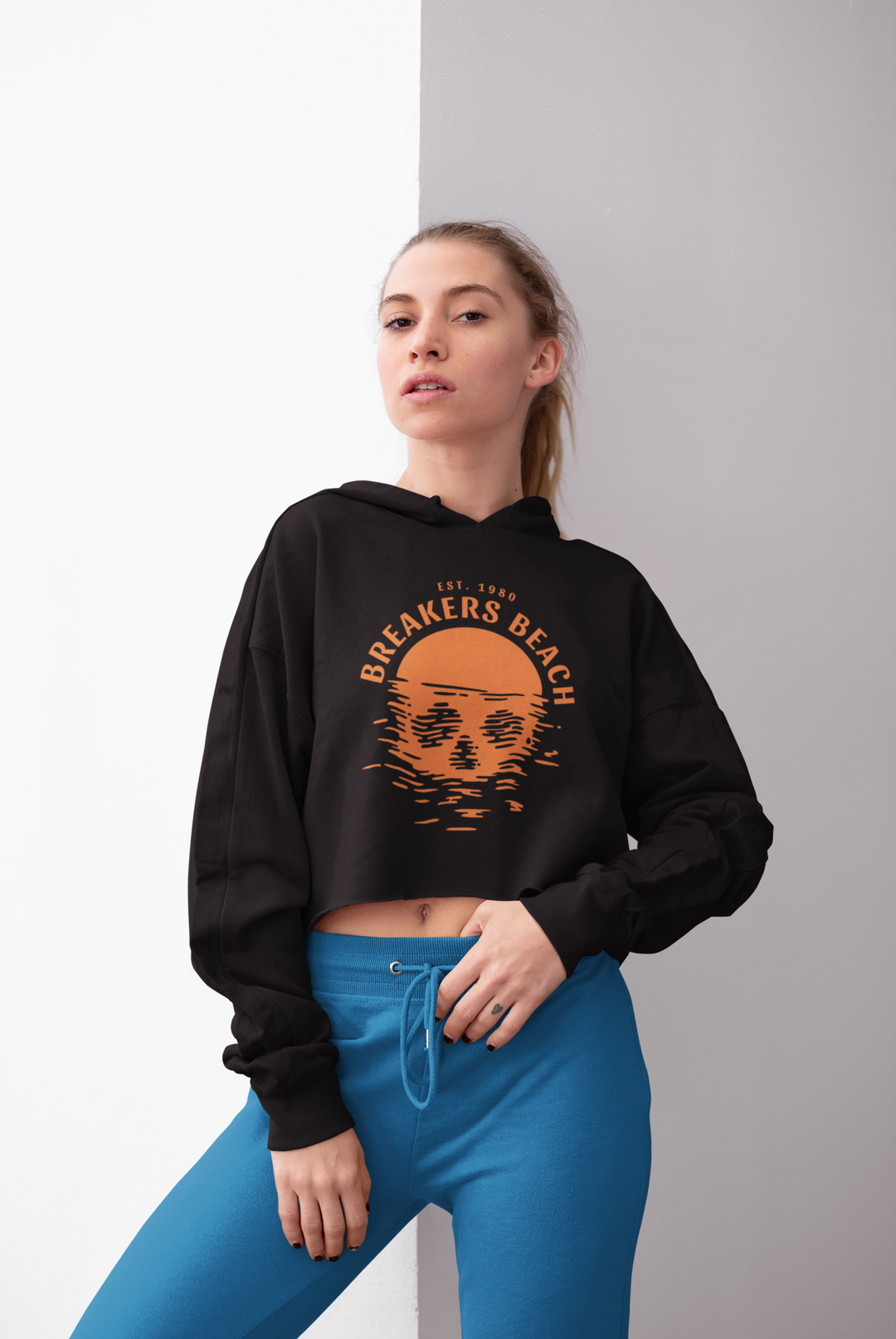 Sunset Skull Women’s Lightweight Cropped Hoodie